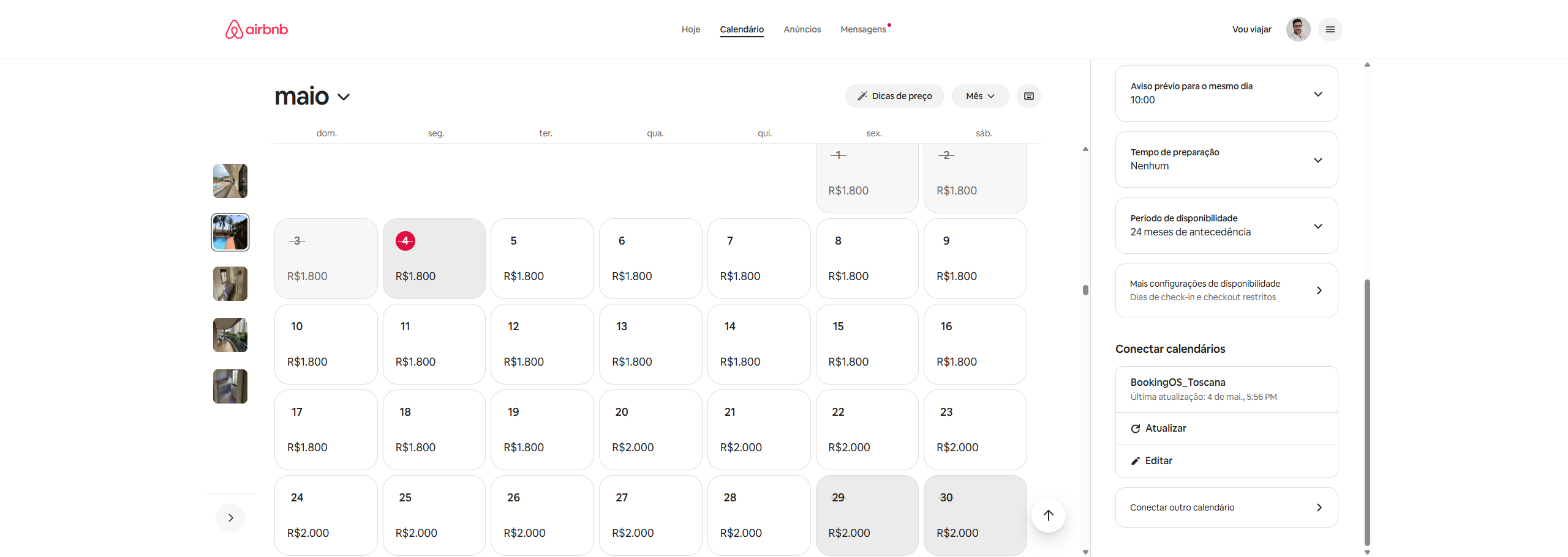 iCal configuration screen in Rezvia